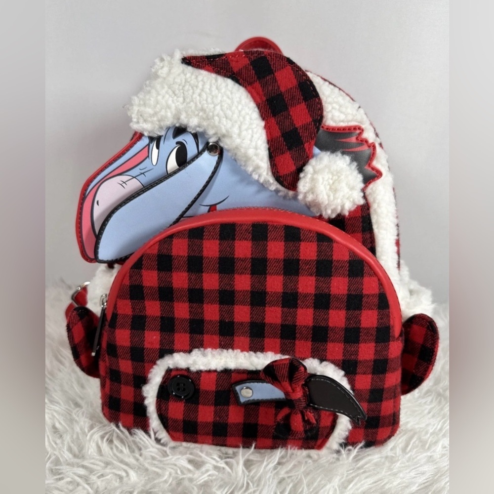Loungefly Disney Winnie The Pooh Eeyore Plaid Pajamas Christmas Mini Backpack